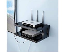 Router Opbergbox - Zwevende Plank - Draadbeheer Woonkamer - Stijlvolle Wandmontage - Zwart