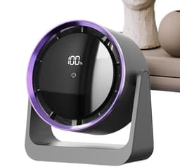 Tafelventilator - Ventilatoren - USB-burea ventilator met LED-display - Stille oplaadbare USB-burea ventilator - krachtige persoonlijke luchtverfrisser - Wandventilator - Zuinige Ventilator - wandgemonteerde slaapkamerventilator - 1 stuk(grijs) — thumbnail 1