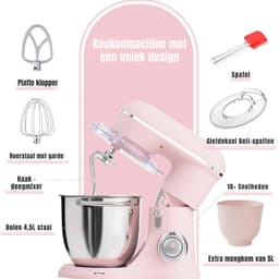 DYNA® Mixer met mengkom - Mixer - Mixer met mengkom keukenmachine - Roze - ‎22cm x 35cmx 33 cm; 4.25 kg — thumbnail 1