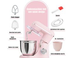DYNA® Mixer met mengkom - Mixer - Mixer met mengkom keukenmachine - Roze - ‎22cm x 35cmx 33 cm; 4.25 kg