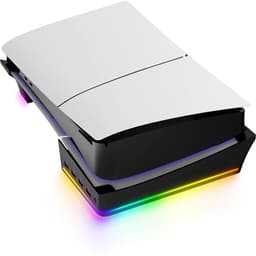 Horizontale PS5 Slim & Pro Stand met RGB LED 14 Modus Licht - 4-Port USB Hub - Koelstandaard & Antislip - Compatibel met Disc & Digital Edition - Console Accessoire 2026 - Ideaal Voor Gameliefhebbers - Zwart — thumbnail 1