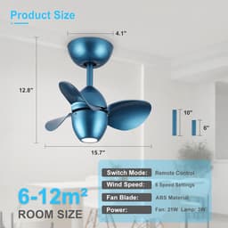 Kleine Plafondventilator met Verlichting voor Slaapkamer of Zolder — thumbnail 3