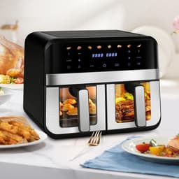 Heteluchtfriteuse XXL met 2 Compartimenten - 9 Liter - 8 Programma's - Olievrij Frituren — thumbnail 2