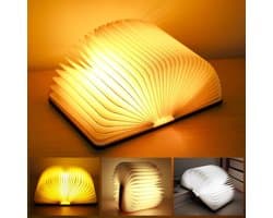 Houten Opvouwbare LED Boekenlamp USB Oplaadbaar 3 Kleuren Magnetisch Cadeau