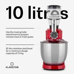 Keukenmachine 3-in-1 - Mixer Deegmaker - Bakken en Koken - Krachtige 2000 Watt Motor - 10L Kom - Rood — thumbnail 4