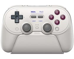 8BitDo Pro 3 Bluetooth Controller - Draadloze Gamepad - Nintendo Switch / Switch 2 / PC / Mac / Android / iOS - Bluetooth & 2.4 GHz & USB - Zilver