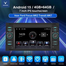 ESSGOO Autoradio voor Ford Transit MK7, Focus MK2, Fiesta MK5, C-Max, S- Max - Android 15 4+64GB- Apple Carplay & Android Auto - 7'' Touchscreen - DAB & Achteruitrijcamera — thumbnail 4