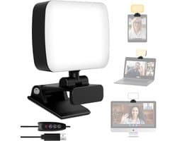Videoconferentielamp - Clip-on LED-paneellamp - 120 LED-chips - 3 verlichtingsstanden - USB-voeding - Invullicht - Geschikt voor livestreaming, laptops, conferenties, live-uitzendingen en kantoorgebruik
