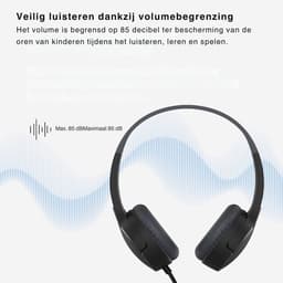 VH Supplies®Koptelefoon Kinderen met Draad - Kinderkoptelefoon - Bedrade Hoofdtelefoon - 85dB - Zwart — thumbnail 4
