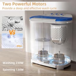 Compacte Draagbare Wasmachine met Centrifuge - Mini Wasmachine 6,5 kg voor Kleine Ruimtes & Campers — thumbnail 5