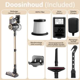 AG4200 Steelstofzuiger Draadloos – 2 Accu’s – 90 Min Stofzuigen – Krachtige Stofzuiger Zonder Zak – Geschikt voor Dierenharen – 2-in-1 Kruimeldief – Compact & Lichtgewicht – Platinum Gold — thumbnail 3