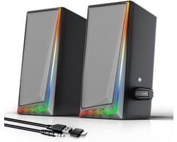 RGB PC Luidsprekers met 3,5mm Aux en Volumeregeling voor Desktop en Laptop