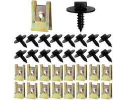 Plaatmoer en clip kit voor diverse schroeven en moeren met RVS afwerking