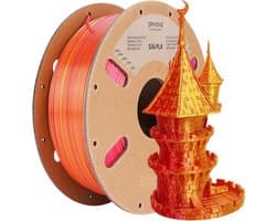 Dual-Color PLA Filament 1.75mm voor 3D Printer, Zijdeglans Rood en Goud, 1KG Spoel