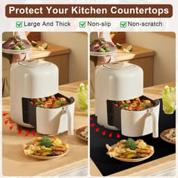 2 Stuks Siliconen Keukenmat - Aanrechtbeschermer - Hittebestendige mat - 40x60 cm - Geschikt voor Airfryer & Koffiemachine - Zwart/Grijs — thumbnail 3