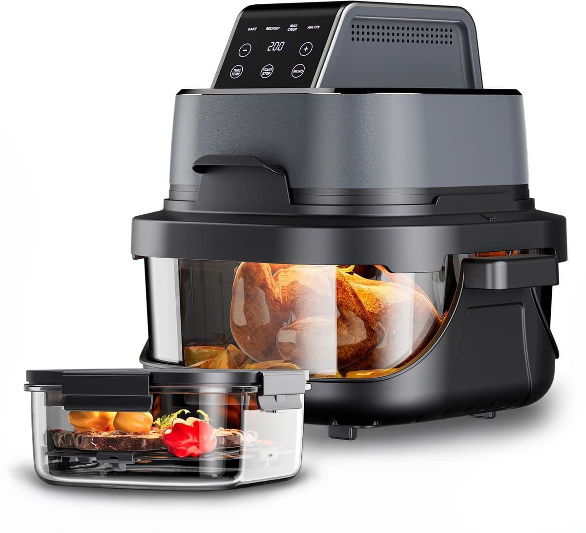 Sensova - Airfryer Multifunctionele Heteluchtfriteuse met Easy View Vensterglascontainer - Hi-Fry Technologie voor Gezond Frituren Zonder Olie - Krachtige 1500W Airfryer voor Bakken, Grillen en Roosteren - Gebruiksvriendelijk en Veelzijdig — afbeelding 1