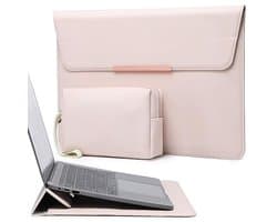 Laptophoes met ingebouwde standaard voor 13-14 inch laptops - Abrikoos