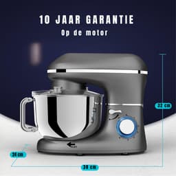 RONN® Mixer met mengkom - Mixer - Mixer met mengkom keukenmachine - Zilver/ Zwart - 22cm x 35cm x 30cm — thumbnail 2