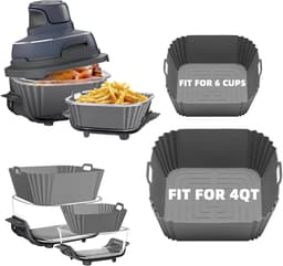 2-pack siliconen airfryervoeringen voor Geschikt voor Ninja Crispi FN101GY/FN101SG/FN101ST, Geschikt voor 4-QT en 6-cup 4-in-1 glazen airfryeraccessoires — thumbnail 1