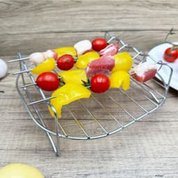 Airfryer grill roestvrijstalen stoomrek huishoudelijke elektrische frituurpan accessoires grill 4-pins dubbellaags airfryer rek — thumbnail 3