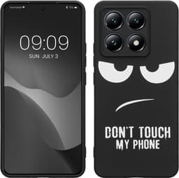 kwmobile telefoonhoesje geschikt voor Xiaomi 14T - Hoesje voor smartphone in wit / zwart - Backcover van TPU - Don't Touch My Phone design — thumbnail 1