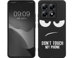 kwmobile telefoonhoesje geschikt voor Xiaomi 14T - Hoesje voor smartphone in wit / zwart - Backcover van TPU - Don't Touch My Phone design