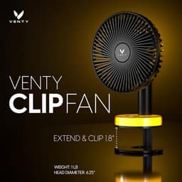 Draagbare Clipventilator - Oplaadbare 10 Uur Batterij - 360° Rotatie en 90° Kantelbaar - Voor Kinderwagen, Bureau of Nachtkastje - Met Aromatherapie en LED-Lamp — thumbnail 3