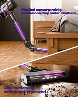 Gloovon® Draadloze Steelstofzuiger - 22kPa Zuigkracht - Borstelloze 250W Motor & Knikbare Buis - HEPA Filter - 39 min Accuduur — thumbnail 3