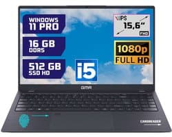 GMR - 15.6 Inch Full HD Laptop - Intel Core i5 - 16GB DDR5 RAM - 512GB SSD - Windows 11 Pro voor Thuis, Office en Studie notebook