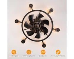 Plafondventilator met Verlichting en Afstandsbediening - 52cm Laag Profiel, Rustiek Industriële Ventilator voor Slaapkamer en Keuken