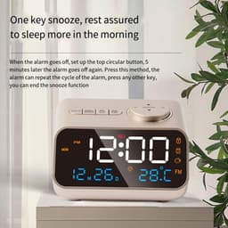 Klok met Temperatuur en Vochtigheid Sensor - FM Radio - Groot LED Display met Kalender - Ideaal voor Thuis - Zwart - Universeel Formaat - USB-1 stuk — thumbnail 4