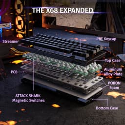 Attack Shark X68 HE – Rapid Trigger Magnetic Gaming Keyboard (0,01mm • 8000Hz • RGB • 66 toetsen) — thumbnail 6