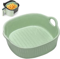 Keramische ovenschaal, 650 ml, vierkante bakvorm, 7 inch ovenvorm, keramische bakvorm met handvatten voor lasagne, vlees, groenten, voor airfryer, oven, magnetron (groen) — thumbnail 2