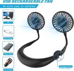 Draagbare Nekventilator met LED Licht - Ultrazacht en Stil 3 Snelheden voor Buiten en Binnen — thumbnail 5