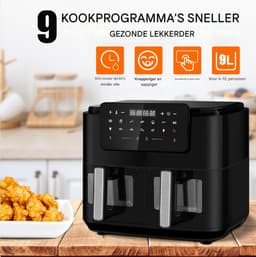 Thuys – Heteluchtfriteuse XXL 9L 2 Laden LED – 2400W – Zwart — thumbnail 2