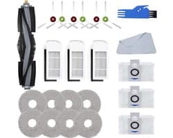 23 stuks reserveonderdelen Geschikt voor Ecovacs DEEBOT X1 Omni, X1e Omni/T10 Omni stofzuigeraccessoireset, 1 hoofdborstel, 6 zijborstels, 3 HEPA-filters, 3 stofzakken, 8 zwarte doekjes en 1