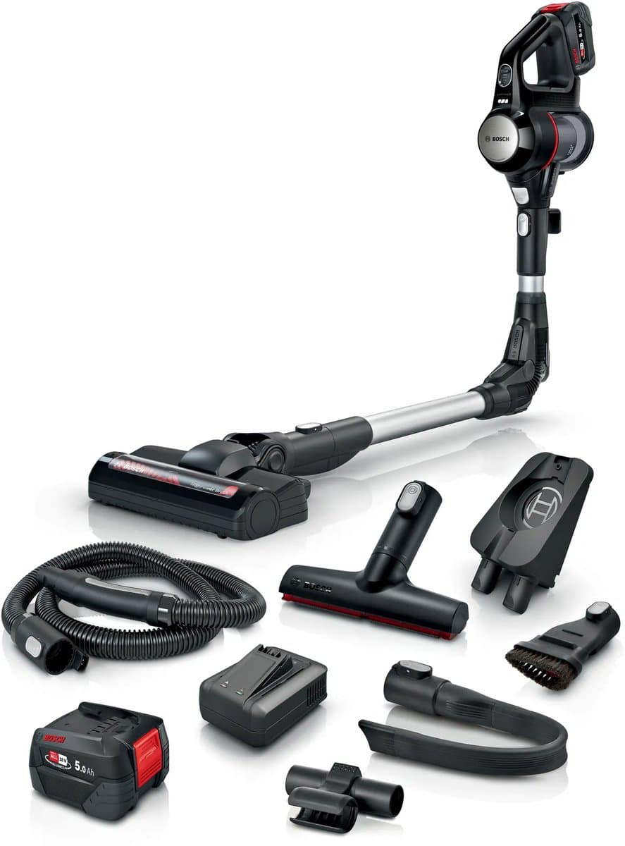 Bosch BSS715FRSH steelstofzuiger & elektrische bezem 2-in-1-steelstofzuiger Batterij/Accu Droog Zakloos 0,3 l Zwart, Zilver 5 Ah — afbeelding 1