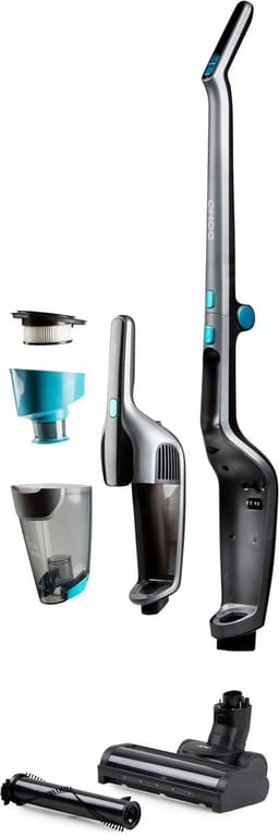 DOMO DO249SV Steelstofzuiger 2-in-1 - Kruimeldief - Draadloos - Stofzuiger Zonder Zak - 55 min - 21.6 V - Grijs/Blauw — thumbnail 4