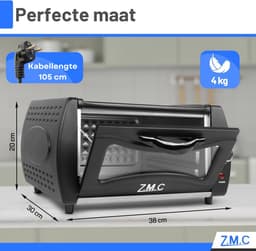 ZMC Mini Tandoor 2100W 22L - Minibakoven voor lahmacun, pizza, naan en brood. Inclusief bakplaat en grillrooster. Compact, krachtig, snelle opwarming, ideaal voor authentieke gerechten. — thumbnail 4
