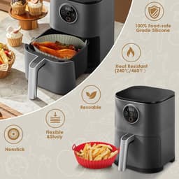 4 Pack Air Fryer Siliconen Pot, Herbruikbare Air Fryer Siliconen Liner Ronde Air Fryer Vervangende Mand Air Fryer Liners, Vaatwasmachinebestendig, Non Stick, Air Fryer Accessoire voor Thuis Keuken — thumbnail 5