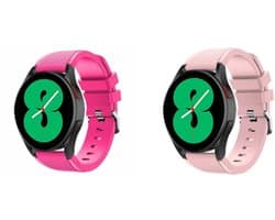 Strap-it Bundel – Siliconen Bandje Roze + Knalroze – geschikt voor Samsung Galaxy Watch 7 / 6 (Classic) / 5 / 5 Pro / 4 (Classic) / Watch FE – Sportieve en Vrouwelijke Smartwatch Bandjes
