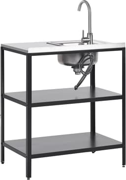 BELIANI VILAMA - Buitenkeuken met spoelbak - Zwart - 80x50x92 cm - Staal — thumbnail 2