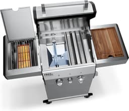 BURNHARD® 2 Branders gasbarbecue FRED Jr. Deluxe Series 3 incl. 900°C keramische infraroodbrander, gietijzeren grillrooster + inklapbare zijtafels — thumbnail 2