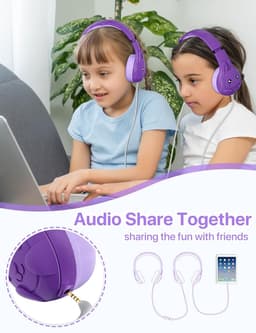 Koptelefoon kinderen met draad - Kinderkoptelefoon - Bedrade hoofdtelefoon - Veilig volume - School - Tablet - Laptop - Reizen - Muziek luisteren — thumbnail 2