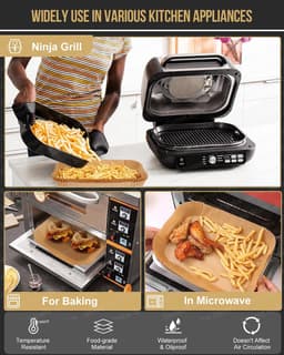 Geschikt voor Ninja Airfryer Liner, Rechthoekige Bakplaat FG551 6-in-1 Bakplaat Airfryer Accessoire Geschikt voor Ninja XL - 100 Vellen — thumbnail 3