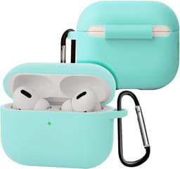 Case - Geschikt voor Apple Airpods Pro 3 - Siliconen Hoes met Clip - Silicone Hoesje Cover - Mintgroen — thumbnail 1