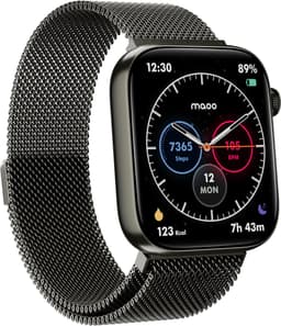 Maoo ProWatch AMOLED Smartwatch Dames en Heren - Milanese Bandje en 3 Siliconen Bandjes - Stappenteller - Hartslagmeter- Bloeddrukmeter - Slaapmonitor - Multisport - Geschikt voor Android en iOS - Gun Metal — thumbnail 2