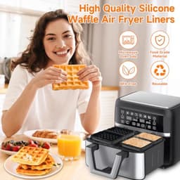 Siliconen Luchtfriteuse Voeringen - 2 Stuks Herbruikbare Wafel Inserts voor Heteluchtfriteuse — thumbnail 3