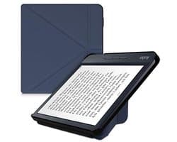 E-Reader Hoes Voor Kobo Libra H2O - Met Kickstand - Leren Ereader Cover - Donkerblauw