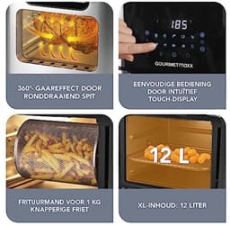 Digitale Heteluchtfriteuse XXL - 12L RVS Oven met Timer en Touchdisplay — thumbnail 2